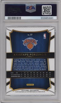 Kristaps Porzingis from the 2015-16 Panini Select  set graded by PSA and given an overall grade of 9.