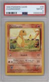 Charmander from the 1999 Pokemon set graded by PSA and given an overall grade of 8.
