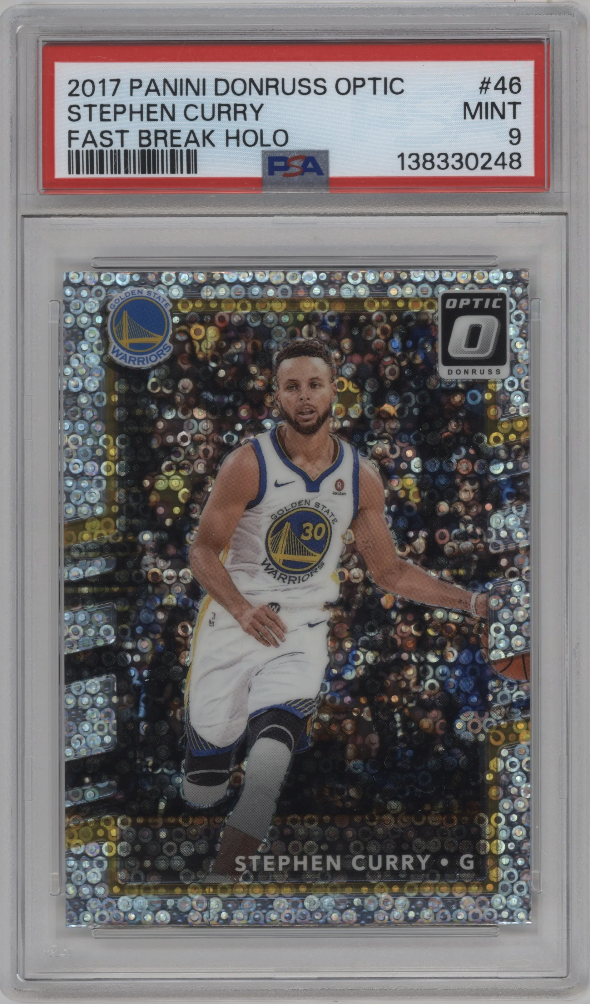 2017 Panini Donruss Optic Stephen Curry Fast Break Holo #46 PSA 9