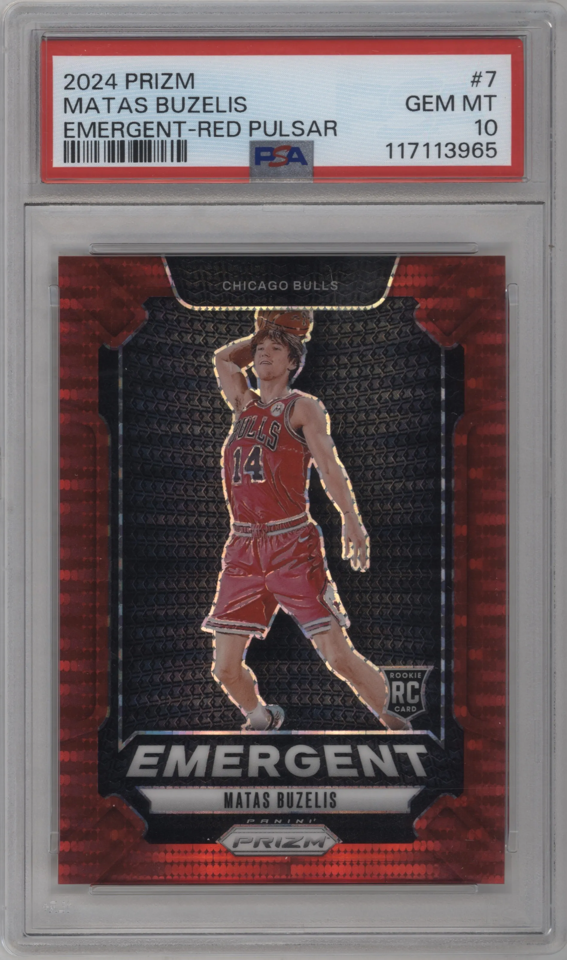 2024 Panini Prizm Emergent Matas Buzelis Red Pulsar #7 PSA 10