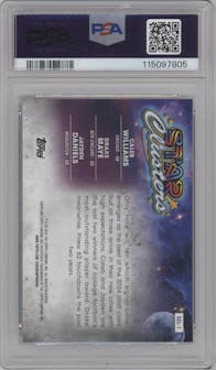 Caleb Williams/Drake Maye/Jayden Daniels from the 2024 Topps Cosmic Chrome set featuring a Orange Galactic Refractor parallel graded by PSA and given an overall grade of 10.