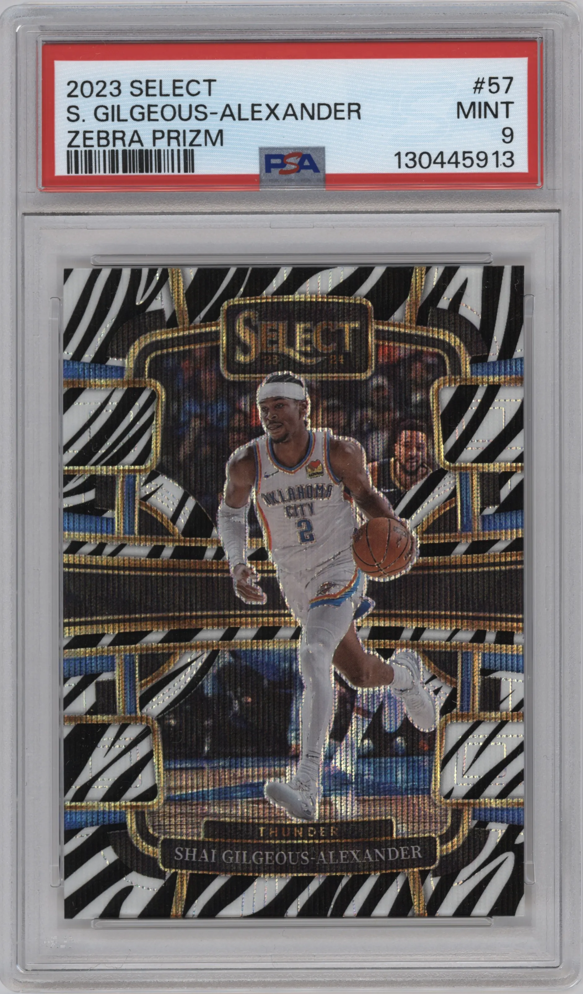 2023 Panini Select Shai Gilgeous-Alexander Zebra PSA 9