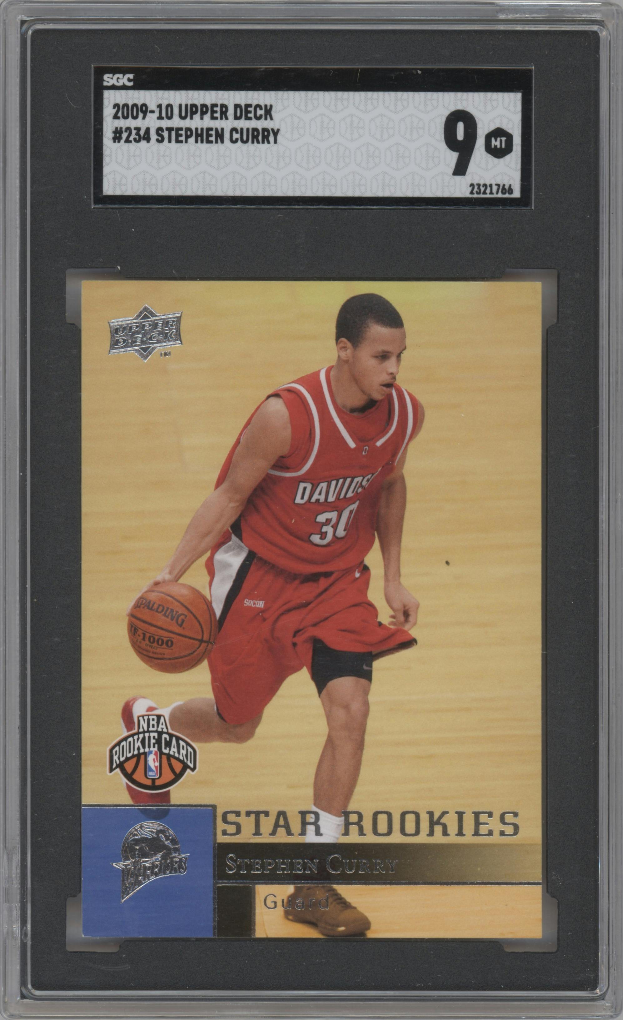 Stephen Curry from the 2009-10 Upper Deck set graded by SGC and given an overall grade of 9.