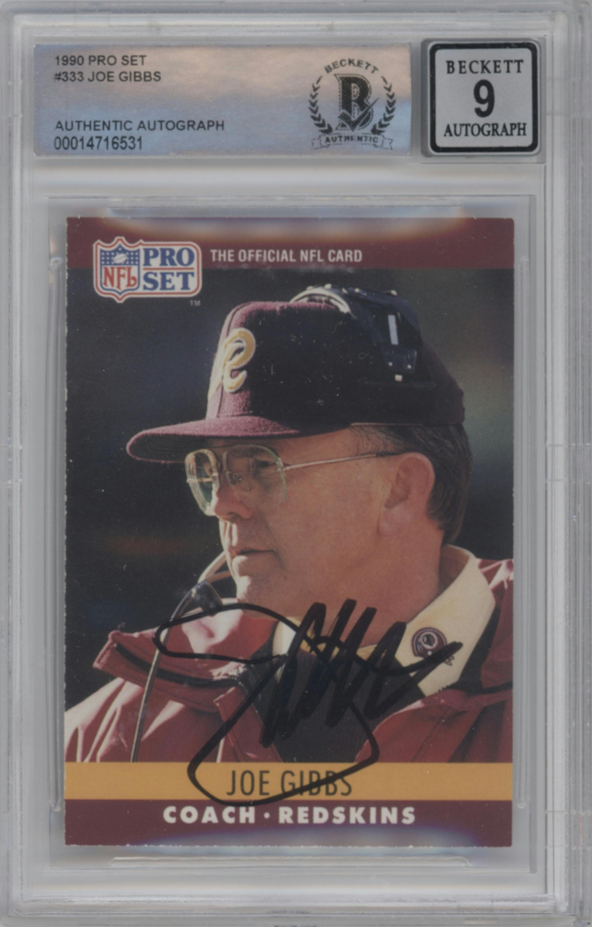Joe Gibbs from the 1990 Pro Set set graded by Beckett.