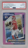 Patrick Mahomes II from the 2021 Panini Rookies & Stars set featuring a Pink parallel graded by PSA and given an overall grade of 10.