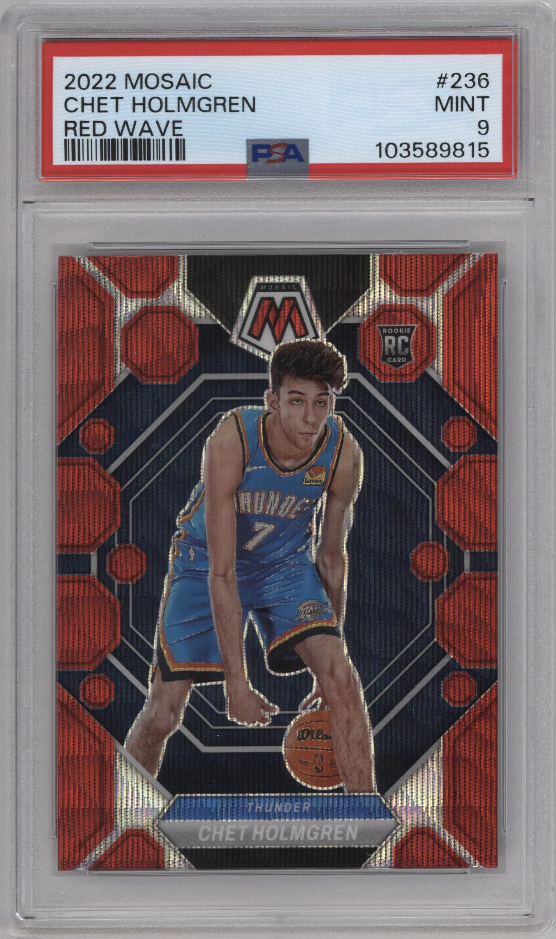 2022 Panini Mosaic Chet Holmgren Red Wave #236 PSA 9