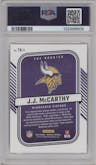 J.J. McCarthy  from the 2024 Donruss set graded by PSA and given an overall grade of 9.