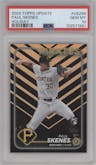 Paul Skenes from the 2024 Topps Update set featuring a Holiday parallel graded by PSA and given an overall grade of 10.