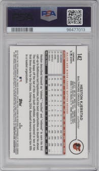 Heston Kjerstad from the 2024 Topps Chrome set featuring a Pink Refractor parallel graded by PSA and given an overall grade of 10.