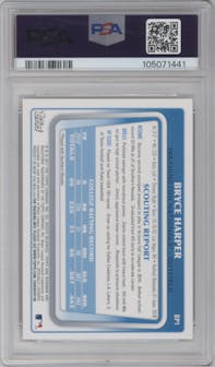 Bryce Harper from the 2011 Bowman set graded by PSA and given an overall grade of 9.