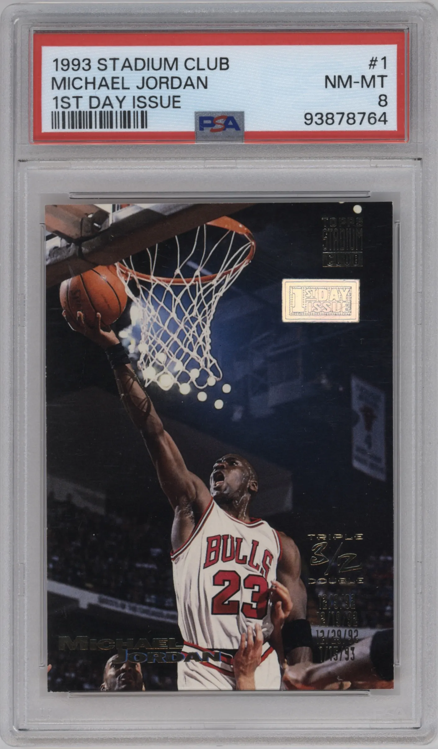 1993 Topps Stadium Club Michael Jordan First Day Issue PSA 8