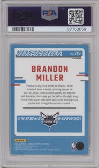 Brandon Miller from the 2023-24 Donruss Optic set featuring a Holo parallel graded by PSA and given an overall grade of 10.