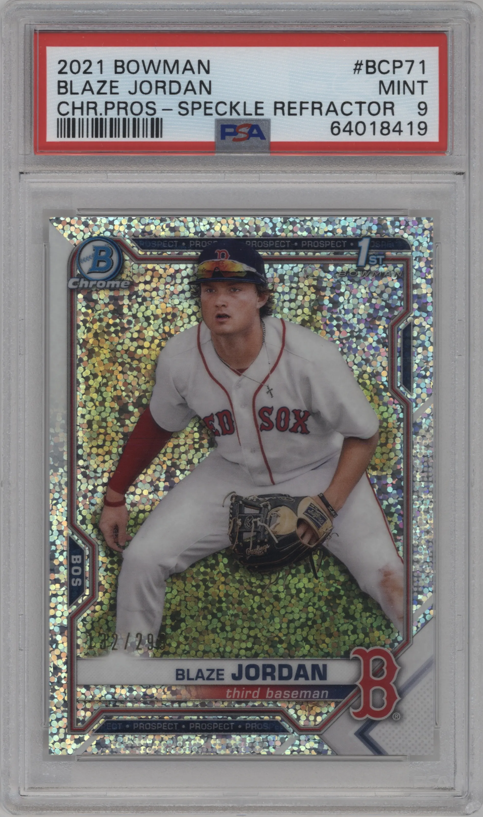 2021 Bowman Chr.Pros. Blaze Jordan Speckle Refractor PSA 9