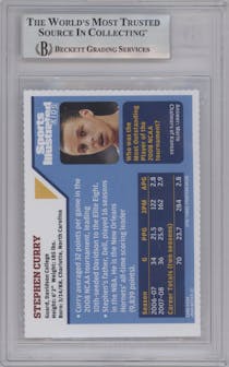 Stephen Curry from the 2008 Sports Illustrated for Kids set graded by Beckett and given an overall grade of 9.