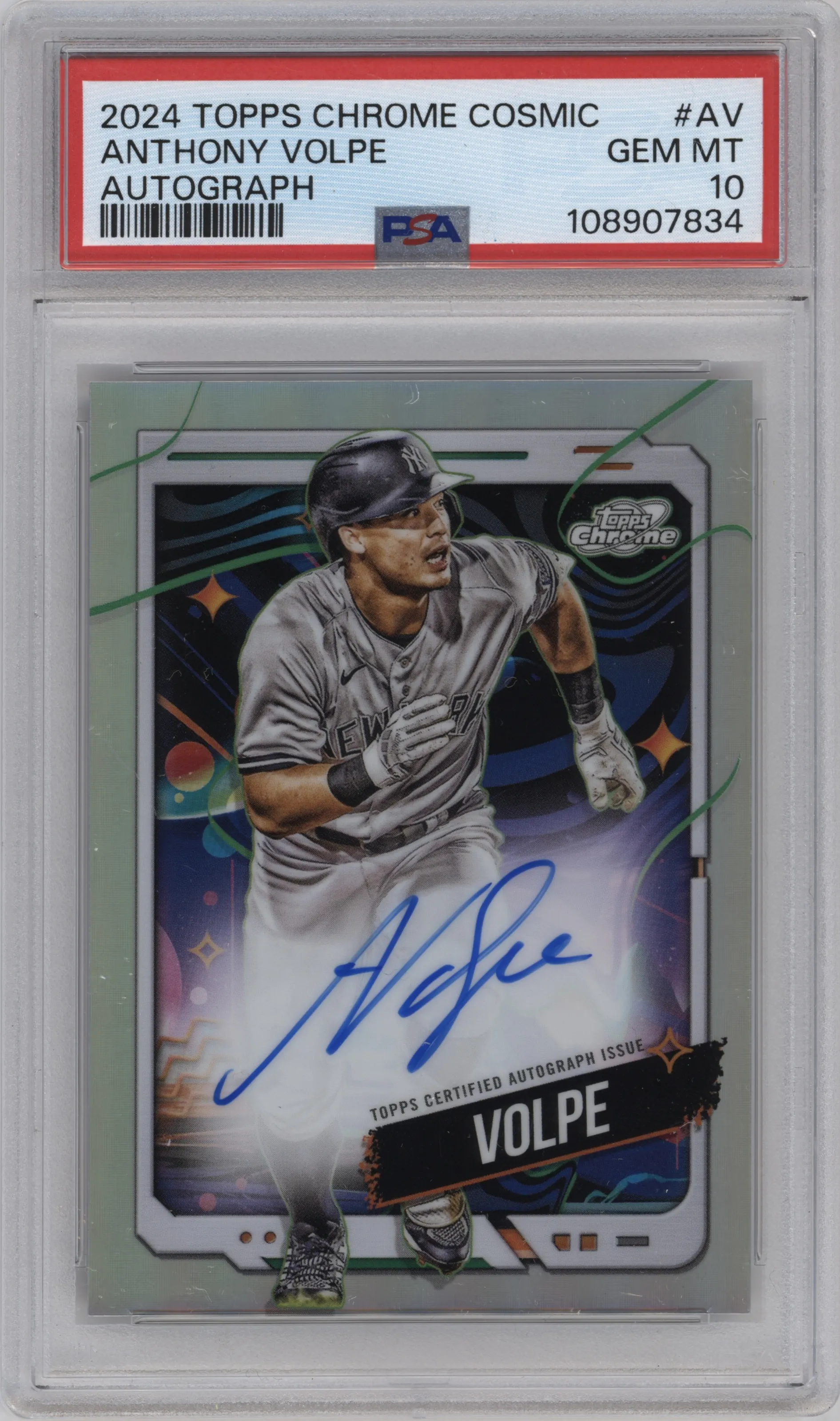 2024 Topps Cosmic Chrome Auto Anthony Volpe PSA 10