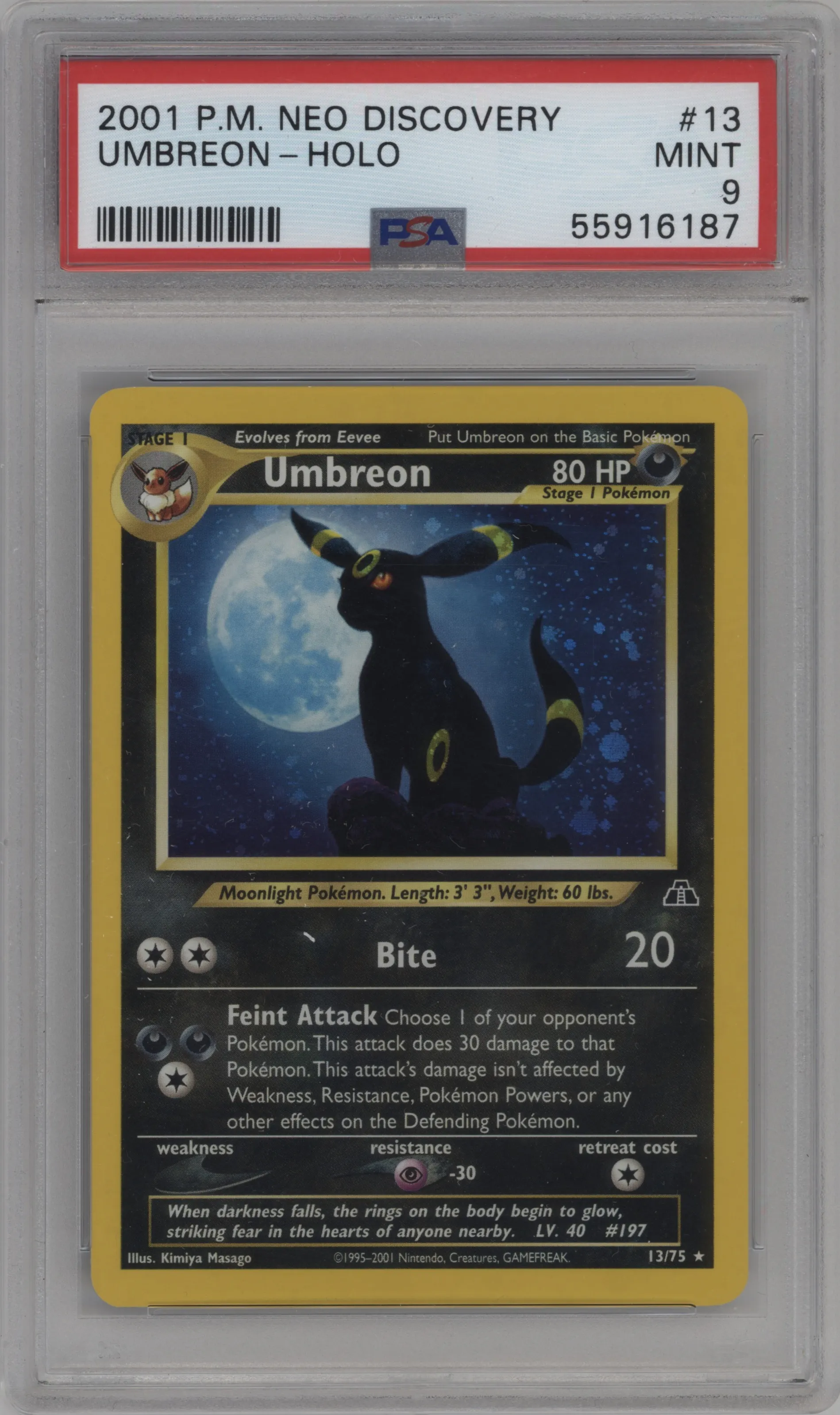 2001 Pokemon Neo Genesis Neo Discovery Umbreon #13 PSA 9