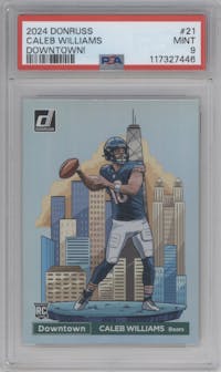 Caleb Williams from the 2024 Donruss set graded by PSA and given an overall grade of 9.