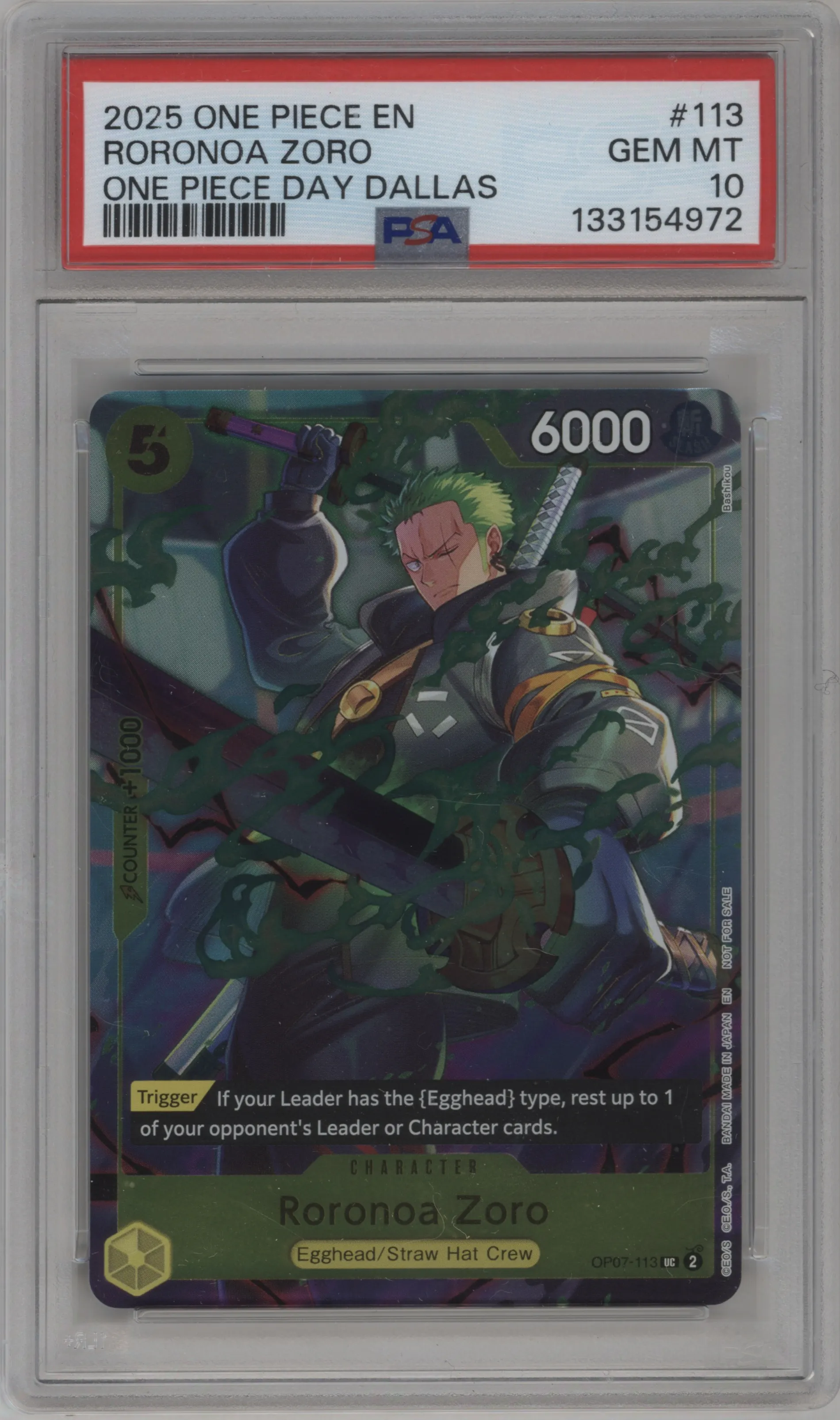 2025 One Piece Roronoa Zoro Day Dallas 2025 PSA 10