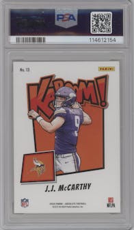 J.J. McCarthy from the 2024 Panini Absolute set graded by PSA and given an overall grade of 10.
