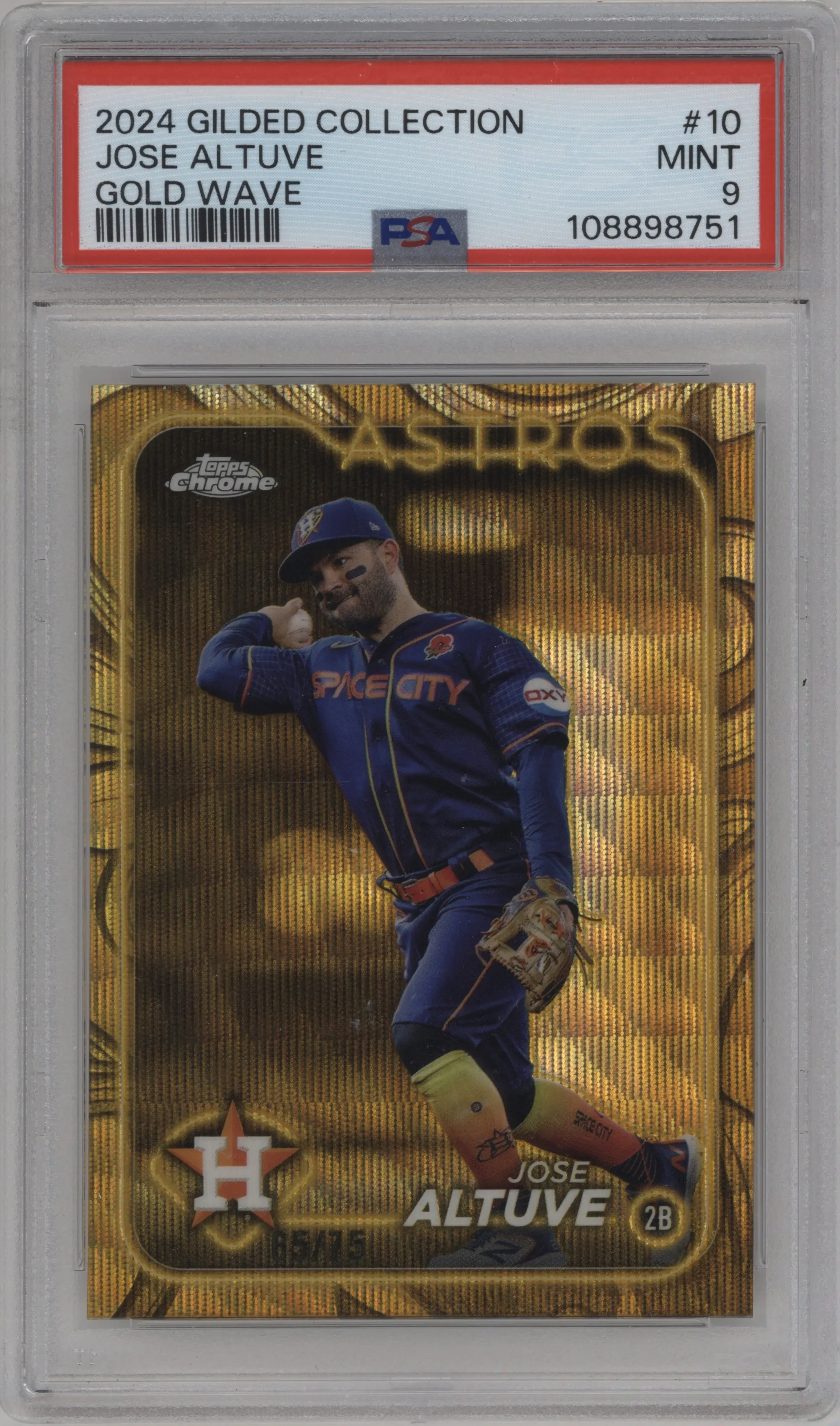 2024 Topps Gilded Collection Jose Altuve Gold Wave Refractor PSA 9