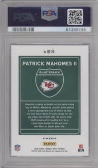 Patrick Mahomes II from the 2020 Panini Donruss Optic set graded by PSA and given an overall grade of 10.