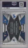 Barry Sanders / Emmitt Smith from the 2024 Panini Spectra set featuring a Nebula parallel graded by PSA and given an overall grade of 10.