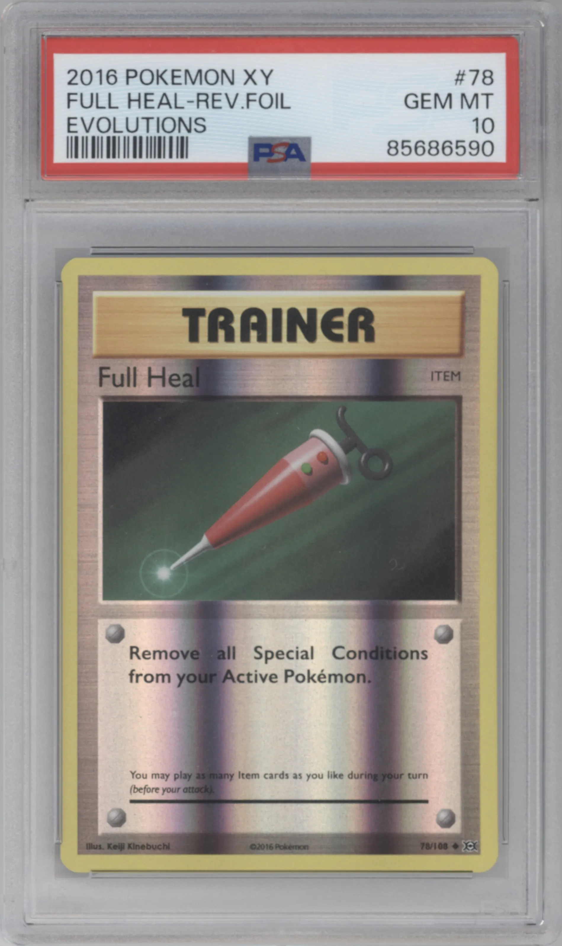 2016 Pokemon XY Evolutions Full Heal PSA 10