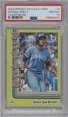 George Brett from the 2024 Topps Brooklyn Collection set featuring a Chartreuse parallel graded by PSA and given an overall grade of 10.