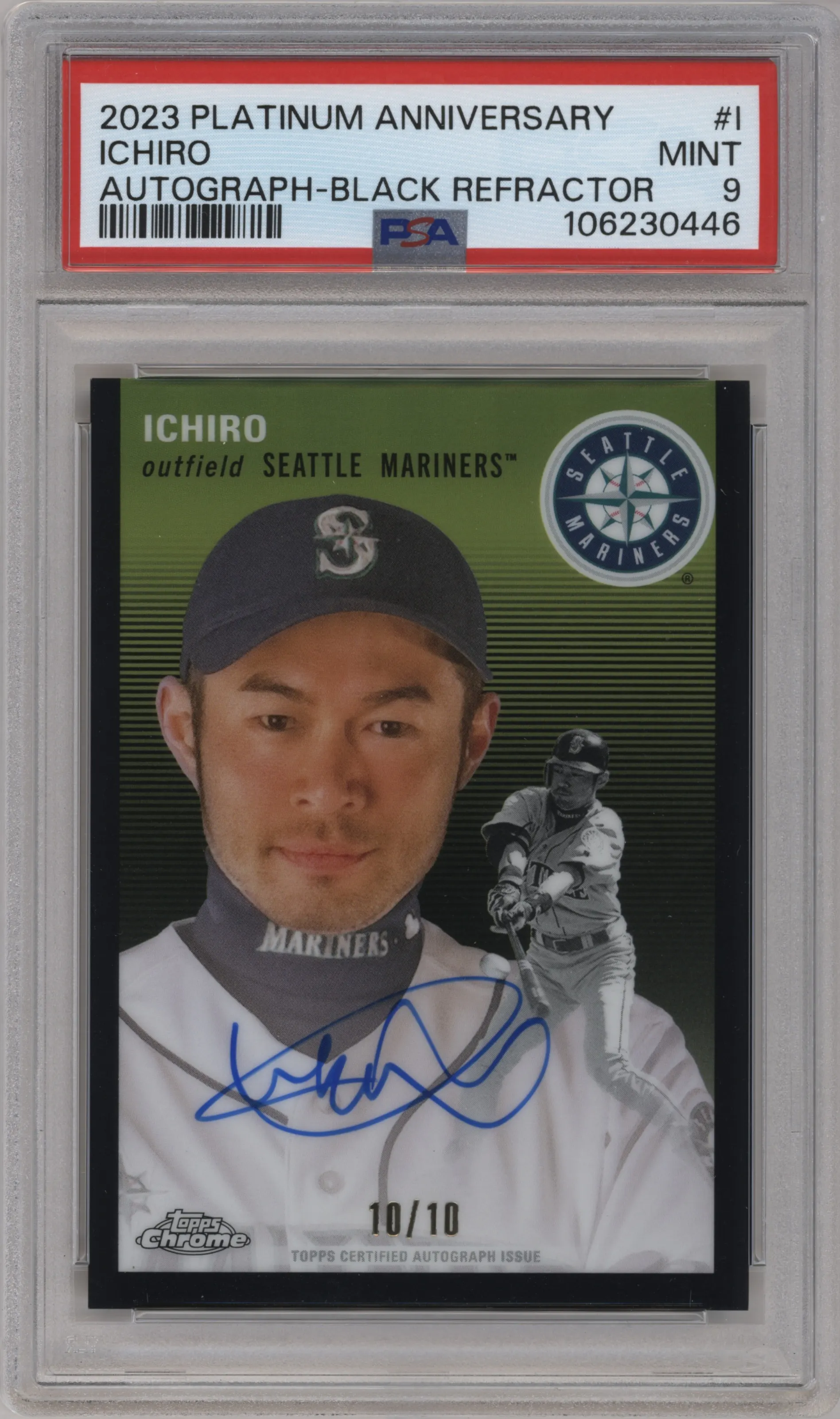 2023 Topps Chrome Platinum Anniversary Auto Ichiro Black Refractor #CPA-I PSA 9