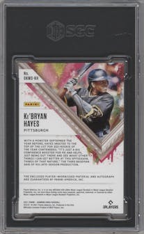 Ke'Bryan Hayes from the 2021 Panini Diamond Kings set featuring a Gold parallel graded by SGC and given an overall grade of 8.5.