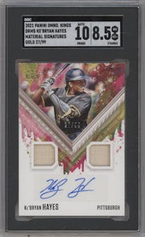 Ke'Bryan Hayes from the 2021 Panini Diamond Kings set featuring a Gold parallel graded by SGC and given an overall grade of 8.5.