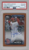 Albert Pujols from the 2024 Topps Chrome set featuring a Orange Refractor parallel graded by PSA and given an overall grade of 10.
