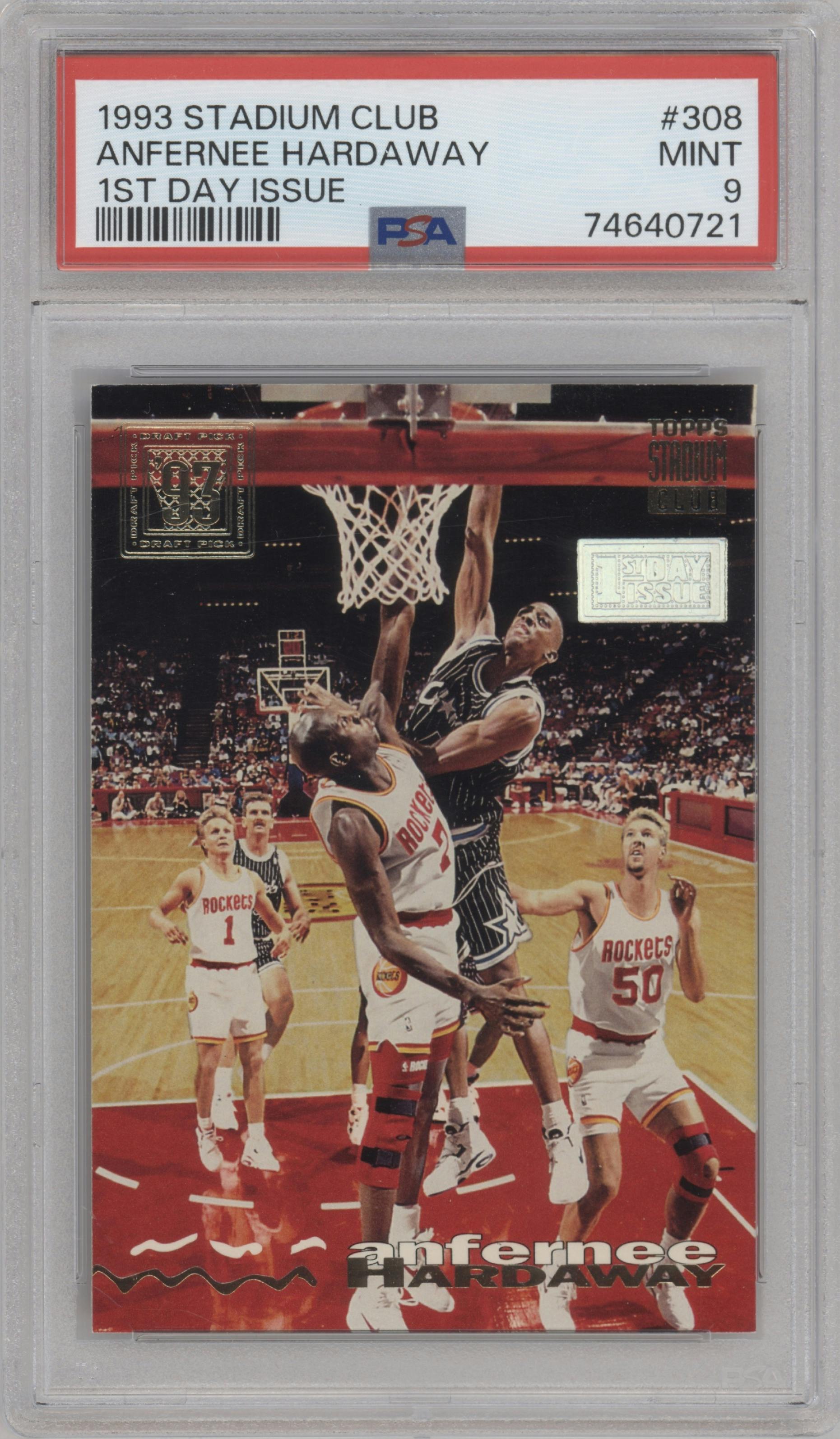 Anfernee Hardaway from the 1993-94 Topps Stadium Club set graded by PSA and given an overall grade of 9.