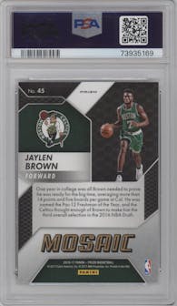 Jaylen Brown from the 2016-17 Panini Prizm  set featuring a Mosaic parallel graded by PSA and given an overall grade of 10.