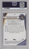Jackson Chourio from the 2024 Bowman's Best set featuring a Purple Refractor parallel graded by PSA and given an overall grade of 9.