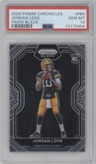 Jordan Love from the 2020 Panini Chronicles set graded by PSA and given an overall grade of 10.