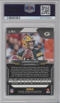 Jordan Love from the 2020 Panini Chronicles set graded by PSA and given an overall grade of 10.