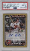 Heston Kjerstad from the 2024 Topps Chrome Update set featuring a Gold Wave Refractor parallel graded by PSA and given an overall grade of 10.