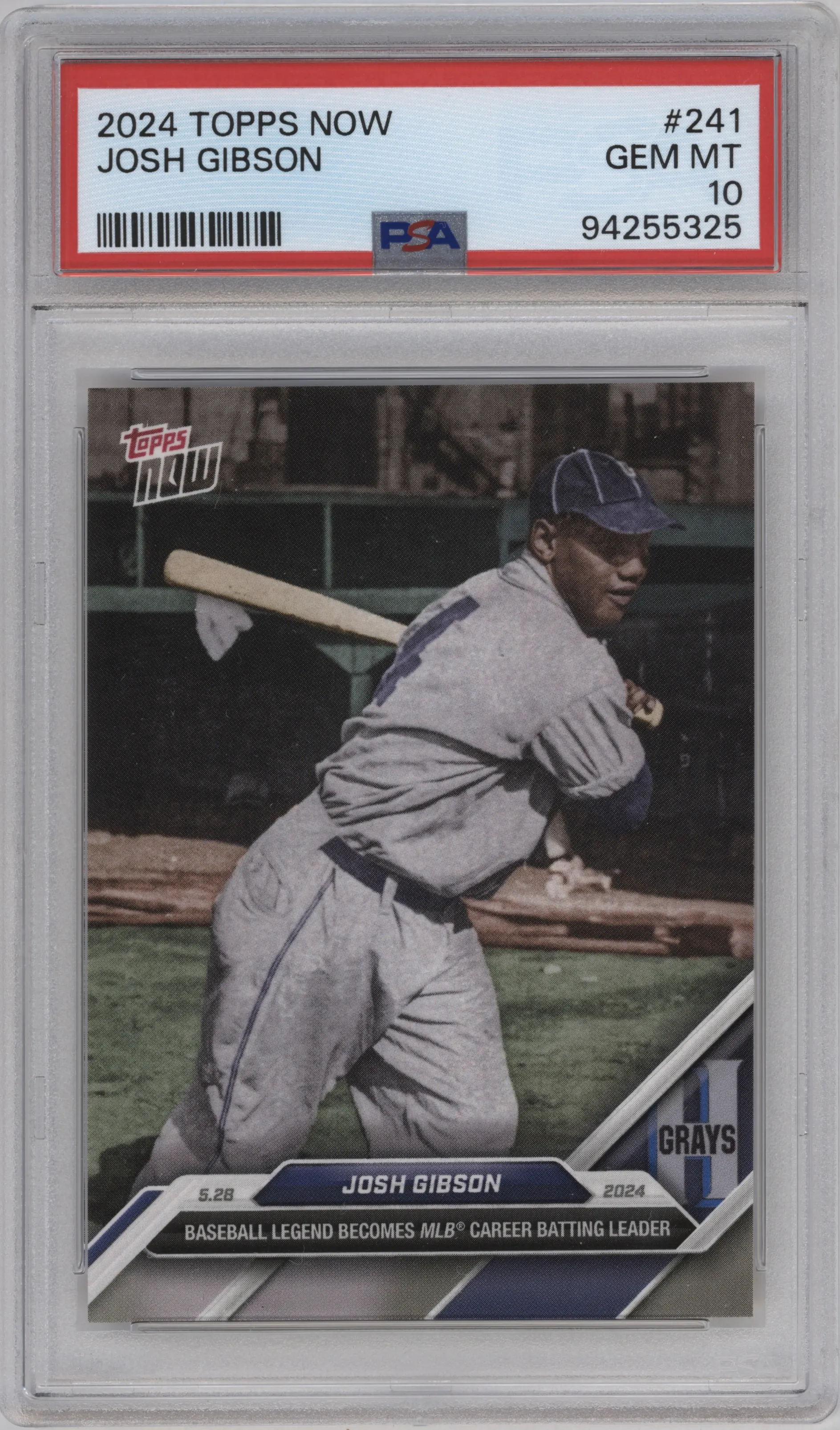 2024 Topps Now Josh Gibson #241 PSA 10