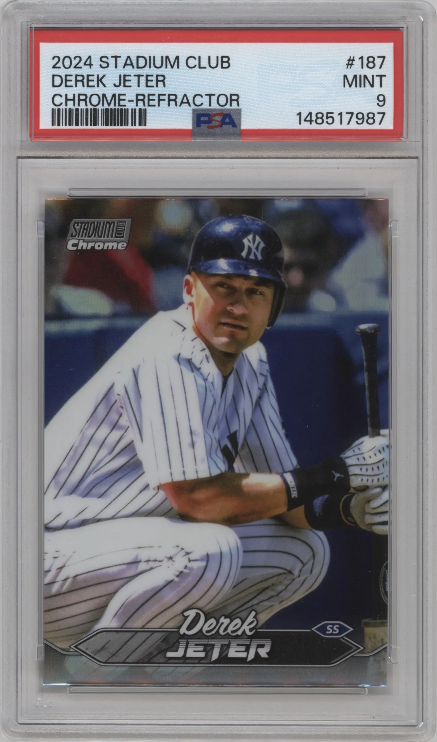 2024 Topps Stadium Club Chrome Derek Jeter Refractor #187 PSA 9
