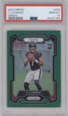 C.J. Stroud from the 2023 Panini Prizm set featuring a Green Prizm parallel graded by PSA and given an overall grade of 10.