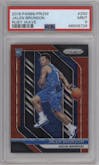Jalen Brunson from the 2018-19 Panini Prizm set featuring a Ruby Wave parallel graded by PSA and given an overall grade of 9.