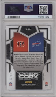 Joe Burrow/Josh Allen from the 2024 Panini Mosaic set featuring a Blue Mosaic parallel graded by PSA and given an overall grade of 10.