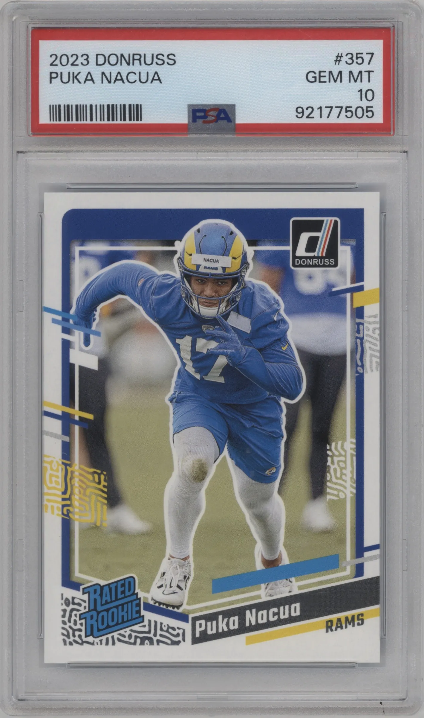 2023 Panini Donruss Rated Rookie Puka Nacua #357 PSA 10