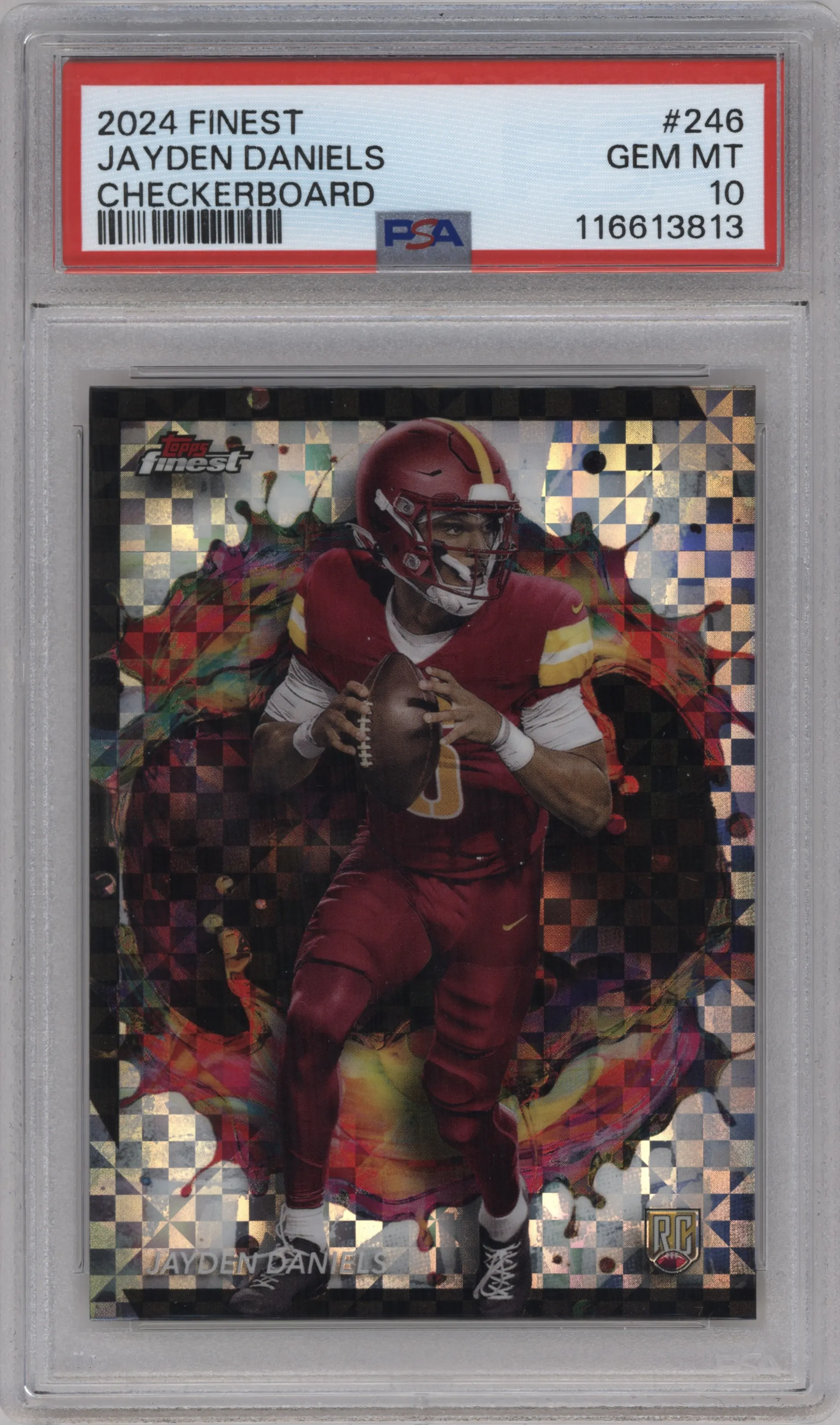 2024 Finest Jayden Daniels Checkerboard Refractor #246 PSA 10