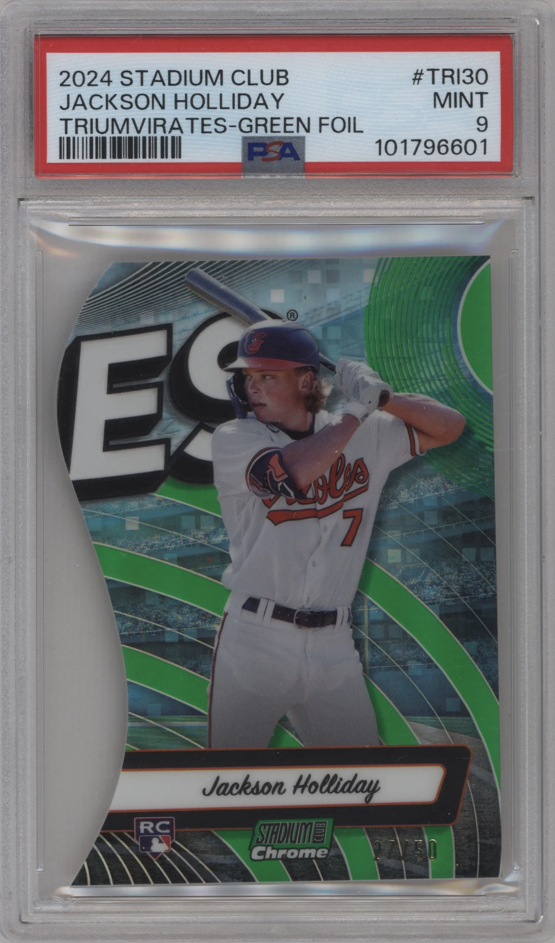 2024 Topps Stadium Club Triumvirates Jackson Holliday Green #TRI-30 PSA 9