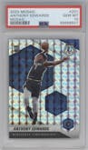 Anthony Edwards from the 2020-21 Panini Mosaic set featuring a Mosaic parallel graded by PSA and given an overall grade of 10.