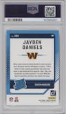 Jayden Daniels from the 2024 Donruss set graded by PSA and given an overall grade of 9.