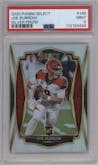 Joe Burrow from the 2020 Panini Select set featuring a Silver Prizm parallel graded by PSA and given an overall grade of 9.