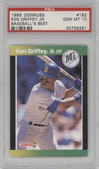 Ken Griffey Jr. from the 1989 Donruss Baseball's Best set graded by PSA and given an overall grade of 10.
